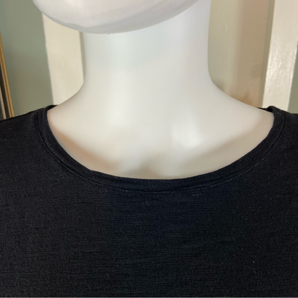 Chico's Size 3 Cotton Modal Black Long 3/4 Sleeve Top Shirt Blouse - Picture 5 of 8